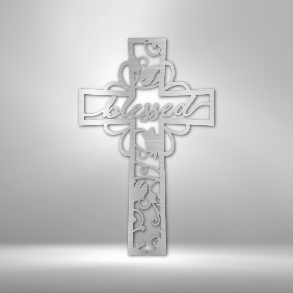 Blessed Cross | Personalized Christian Metal Sign - Metal Wall Art - Personalized Gift