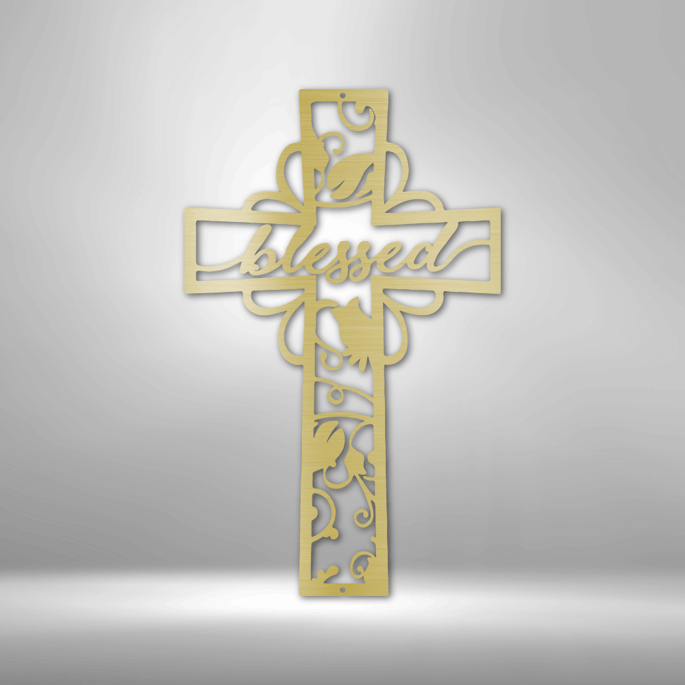 Blessed Cross | Personalized Christian Metal Sign - Metal Wall Art - Personalized Gift