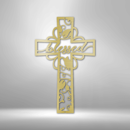 Blessed Cross | Personalized Christian Metal Sign - Metal Wall Art - Personalized Gift