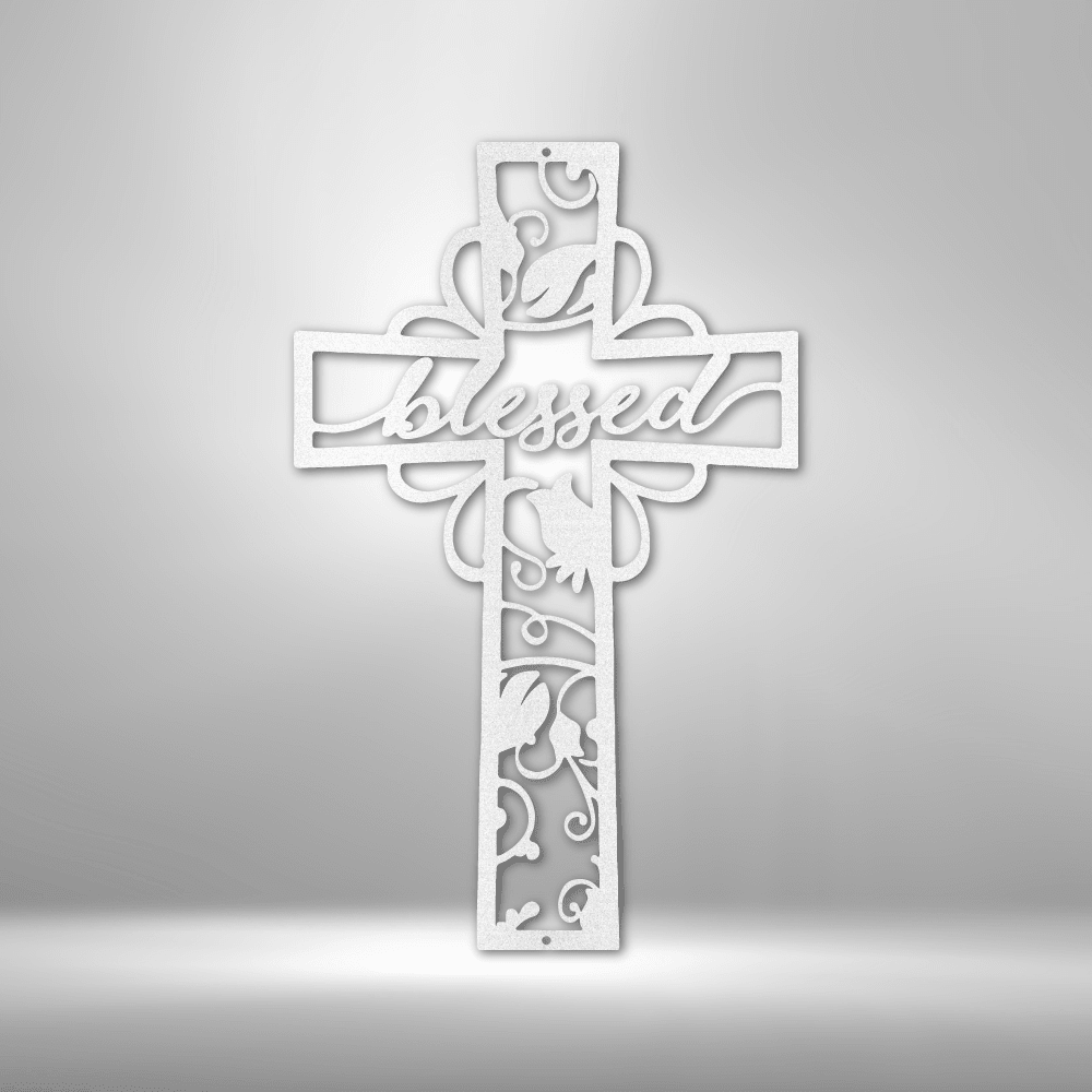 Blessed Cross | Personalized Christian Metal Sign - Metal Wall Art - Personalized Gift
