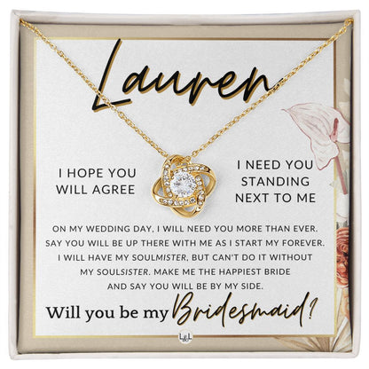 Bridesmaid Proposal, Custom Name- Wedding Party Jewelry Accessories From Bride - Be By My Side , Pink Floral and Boho Wedding Theme - Jewelry - Personalized Gift