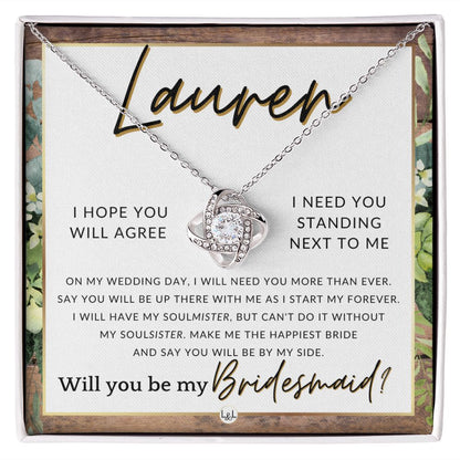 Bridesmaid Proposal, Custom Name- Wedding Party Jewelry Accessories From Bride - Be By My Side , Rustic and Wood Wedding Theme - Jewelry - Personalized Gift
