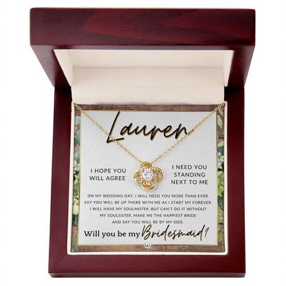 Bridesmaid Proposal, Custom Name- Wedding Party Jewelry Accessories From Bride - Be By My Side , Rustic and Wood Wedding Theme - Jewelry - Personalized Gift