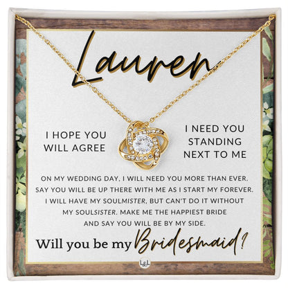 Bridesmaid Proposal, Custom Name- Wedding Party Jewelry Accessories From Bride - Be By My Side , Rustic and Wood Wedding Theme - Jewelry - Personalized Gift