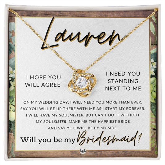Bridesmaid Proposal, Custom Name- Wedding Party Jewelry Accessories From Bride - Be By My Side , Rustic and Wood Wedding Theme - Jewelry - Personalized Gift
