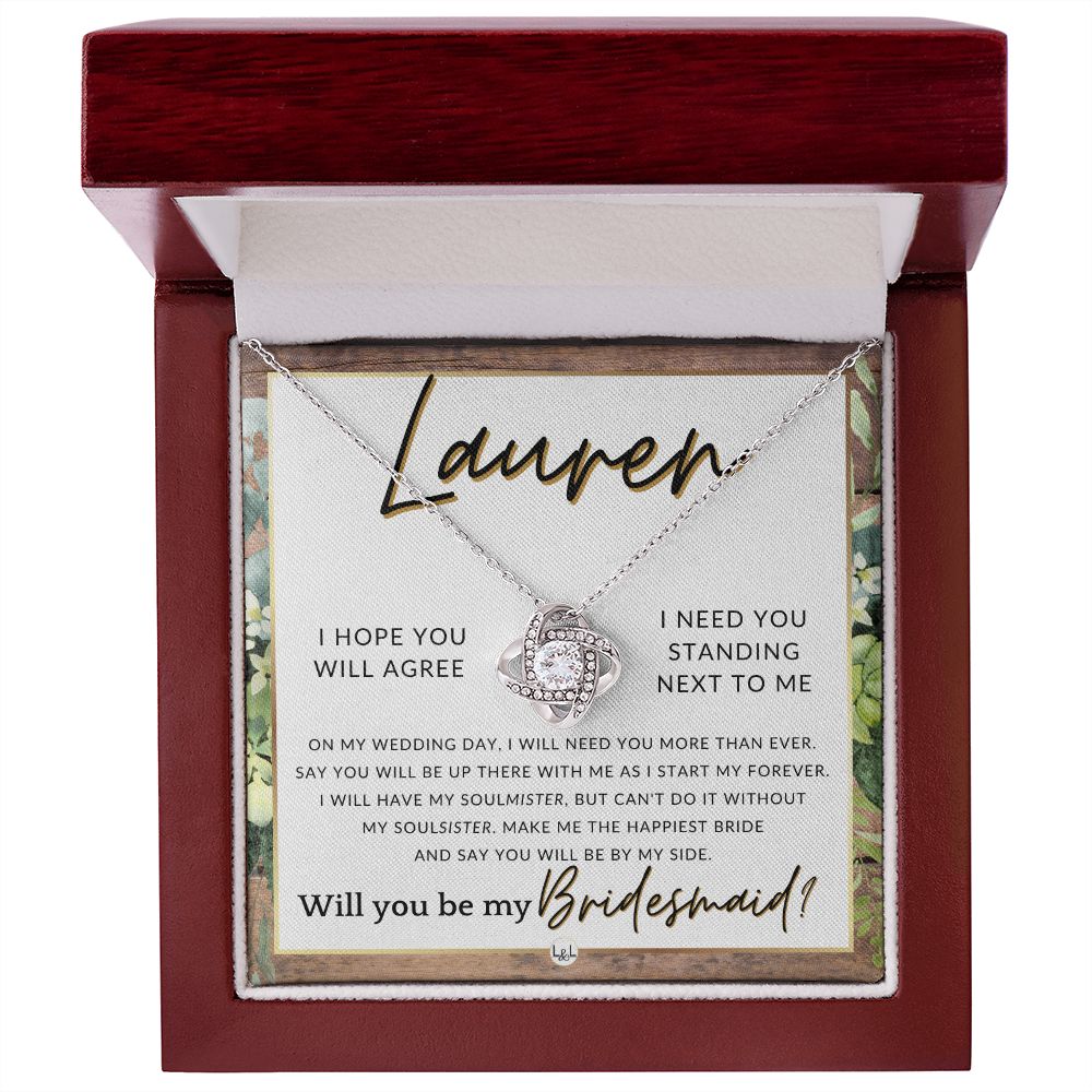 Bridesmaid Proposal, Custom Name- Wedding Party Jewelry Accessories From Bride - Be By My Side , Rustic and Wood Wedding Theme - Jewelry - Personalized Gift