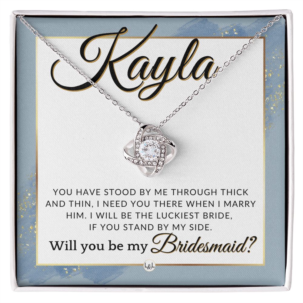 Bridesmaid Proposal Custom Name- Wedding Party Jewelry Accessories From Bride - Need You There , Dusty Blue And Gold Wedding Theme - Jewelry - Personalized Gift