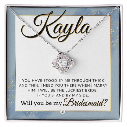Bridesmaid Proposal Custom Name- Wedding Party Jewelry Accessories From Bride - Need You There , Dusty Blue And Gold Wedding Theme - Jewelry - Personalized Gift