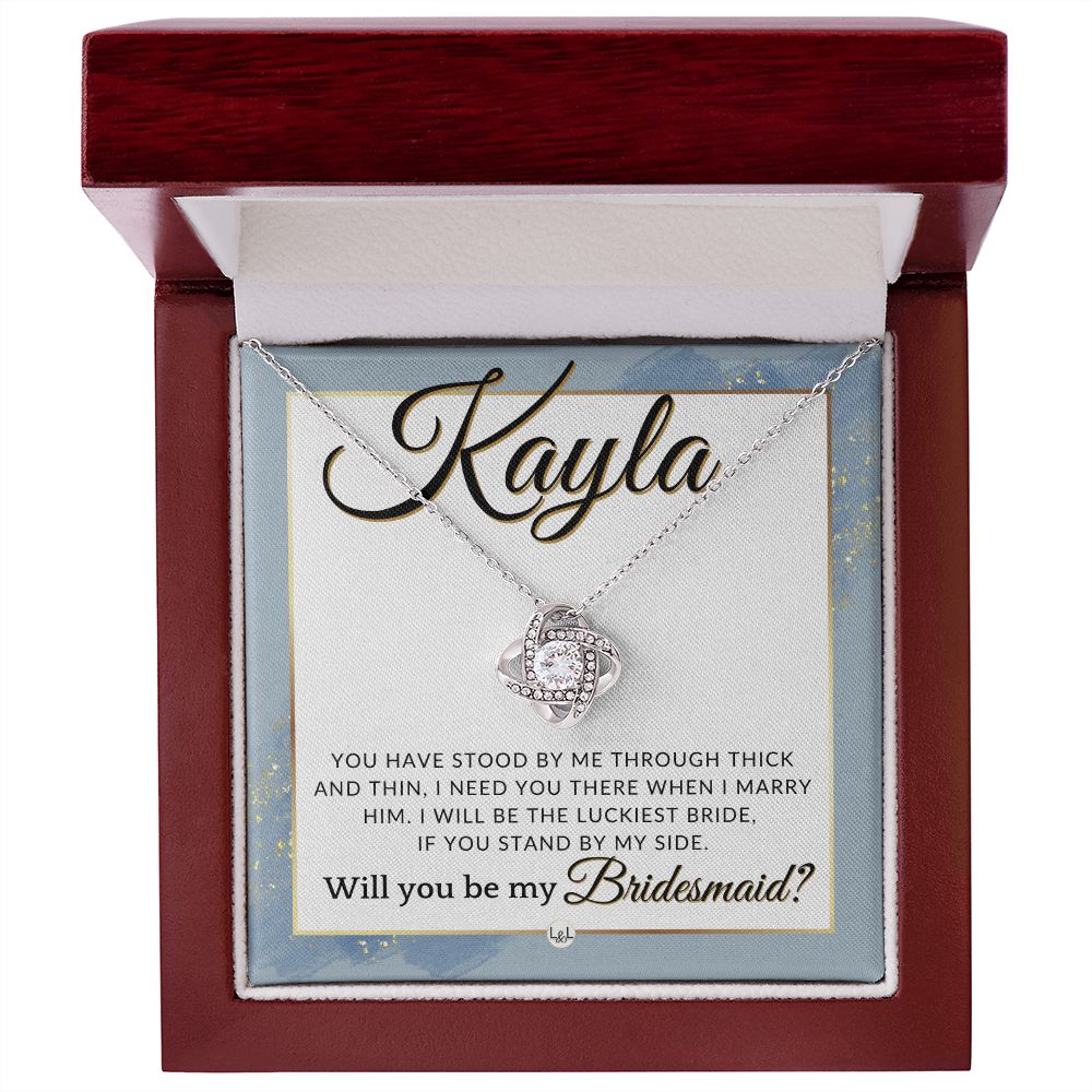 Bridesmaid Proposal Custom Name- Wedding Party Jewelry Accessories From Bride - Need You There , Dusty Blue And Gold Wedding Theme - Jewelry - Personalized Gift