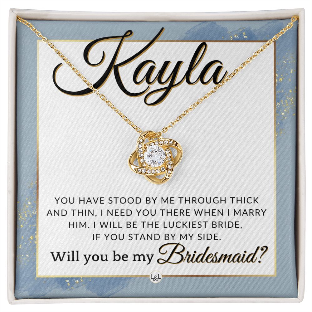 Bridesmaid Proposal Custom Name- Wedding Party Jewelry Accessories From Bride - Need You There , Dusty Blue And Gold Wedding Theme - Jewelry - Personalized Gift