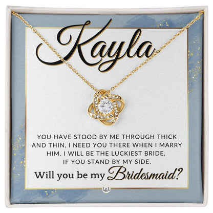 Bridesmaid Proposal Custom Name- Wedding Party Jewelry Accessories From Bride - Need You There , Dusty Blue And Gold Wedding Theme - Jewelry - Personalized Gift
