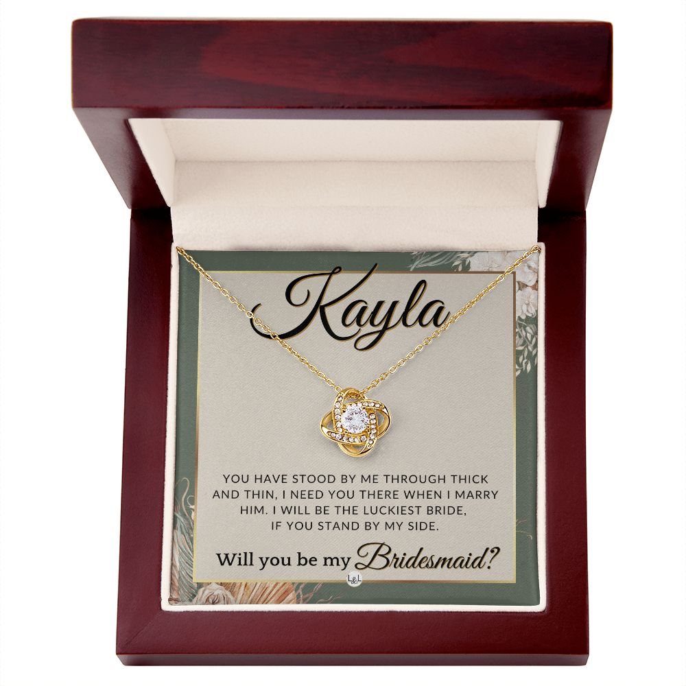 Bridesmaid Proposal Custom Name- Wedding Party Jewelry Accessories From Bride - Need You There , Sage Green & Boho Wedding Theme - Jewelry - Personalized Gift