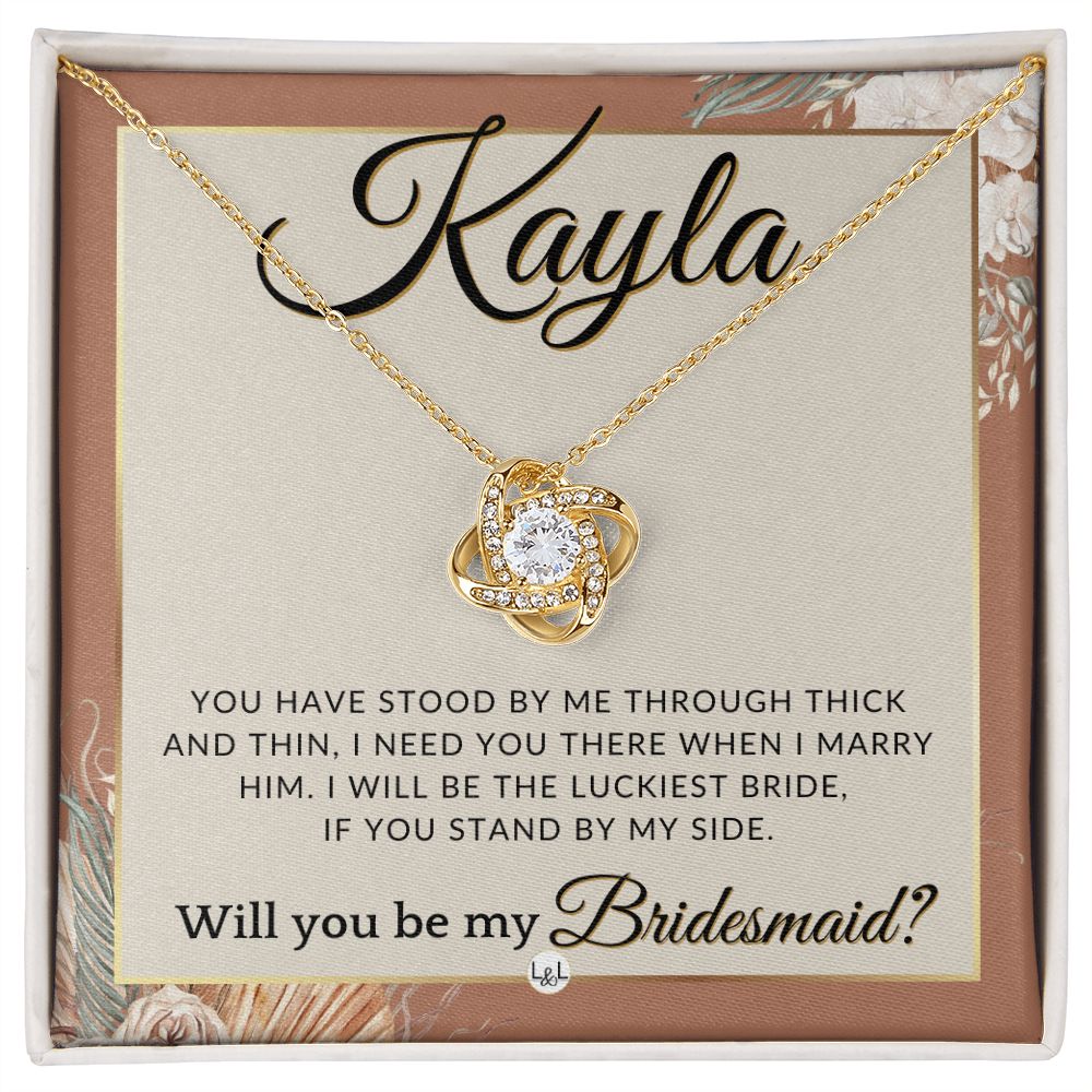 Bridesmaid Proposal Custom Name- Wedding Party Jewelry Accessories From Bride - Need You There , Terracotta, Rust And Gold Wedding Theme - Jewelry - Personalized Gift