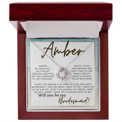 Bridesmaid Proposal, Custom Name- Wedding Party Jewelry Accessories From Bride - Will You Be , Beach and Destination Wedding Theme - Jewelry - Personalized Gift