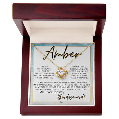 Bridesmaid Proposal, Custom Name- Wedding Party Jewelry Accessories From Bride - Will You Be , Beach and Destination Wedding Theme - Jewelry - Personalized Gift
