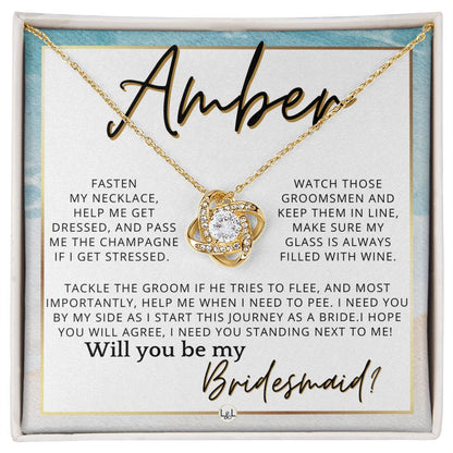 Bridesmaid Proposal, Custom Name- Wedding Party Jewelry Accessories From Bride - Will You Be , Beach and Destination Wedding Theme - Jewelry - Personalized Gift
