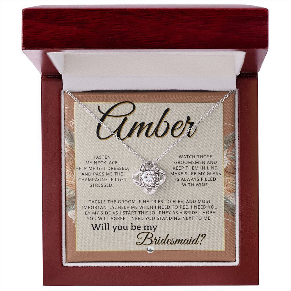 Bridesmaid Proposal, Custom Name- Wedding Party Jewelry Accessories From Bride - Will You Be , Terracotta, Rust And Gold Wedding Theme - Jewelry - Personalized Gift