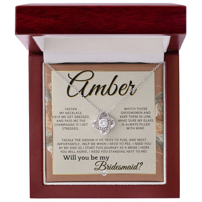 Bridesmaid Proposal, Custom Name- Wedding Party Jewelry Accessories From Bride - Will You Be , Terracotta, Rust And Gold Wedding Theme - Jewelry - Personalized Gift