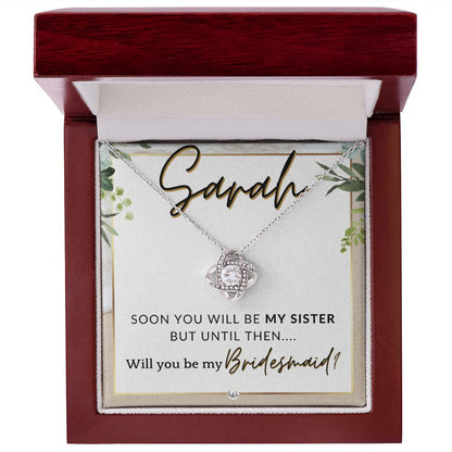 Bridesmaid Proposal, Custom Name - Will You Be My Bridesmaid, Sister in Law - Wedding Party , Beach and Destination Wedding Theme - Jewelry - Personalized Gift