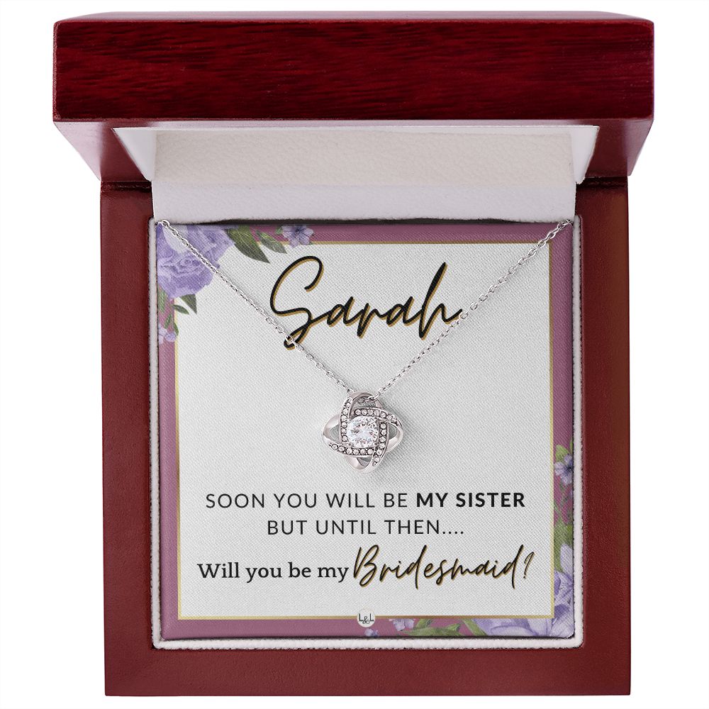 Bridesmaid Proposal, Custom Name - Will You Be My Bridesmaid, Sister in Law - Wedding Party , Pink Floral and Boho Wedding Theme - Jewelry - Personalized Gift