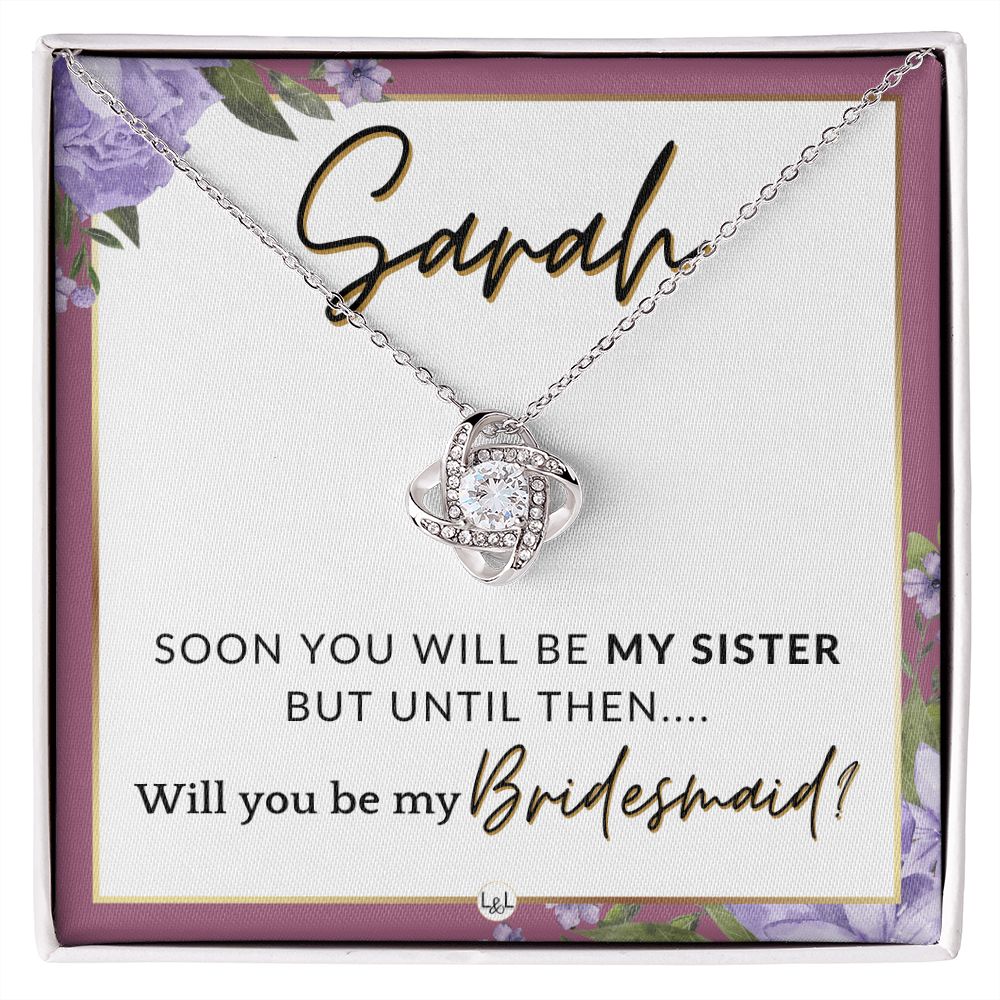 Bridesmaid Proposal, Custom Name - Will You Be My Bridesmaid, Sister in Law - Wedding Party , Pink Floral and Boho Wedding Theme - Jewelry - Personalized Gift