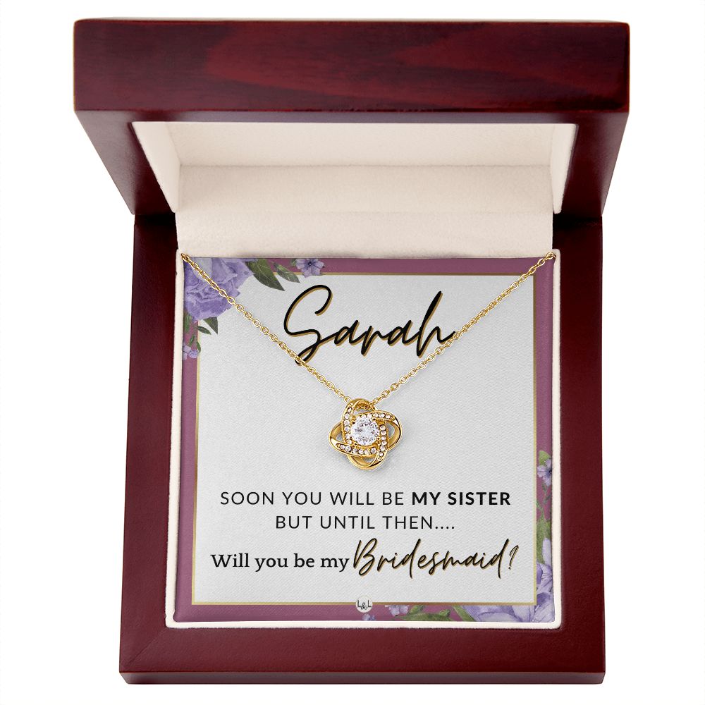 Bridesmaid Proposal, Custom Name - Will You Be My Bridesmaid, Sister in Law - Wedding Party , Pink Floral and Boho Wedding Theme - Jewelry - Personalized Gift