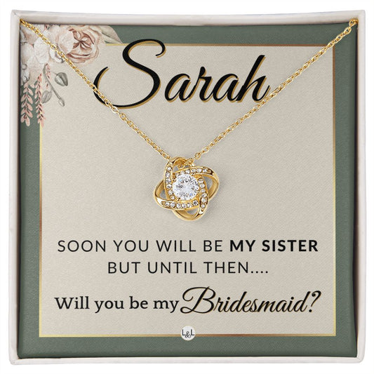 Bridesmaid Proposal, Custom Name - Will You Be My Bridesmaid, Sister in Law - Wedding Party , Sage Green & Boho Wedding Theme - Jewelry - Personalized Gift