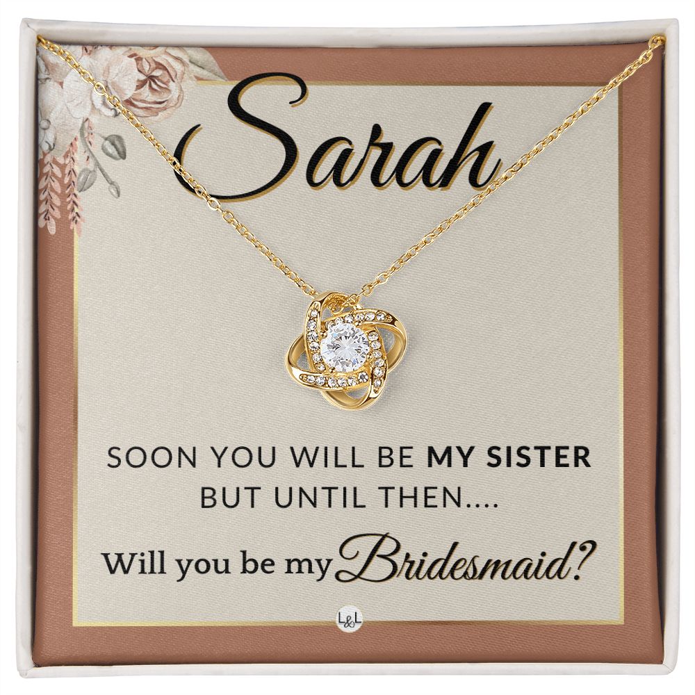 Bridesmaid Proposal, Custom Name - Will You Be My Bridesmaid, Sister in Law - Wedding Party , Terracotta, Rust And Gold Wedding Theme - Jewelry - Personalized Gift