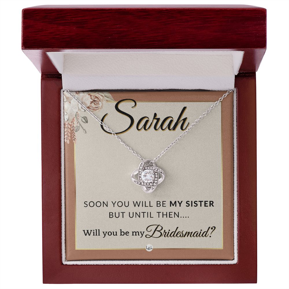 Bridesmaid Proposal, Custom Name - Will You Be My Bridesmaid, Sister in Law - Wedding Party , Terracotta, Rust And Gold Wedding Theme - Jewelry - Personalized Gift