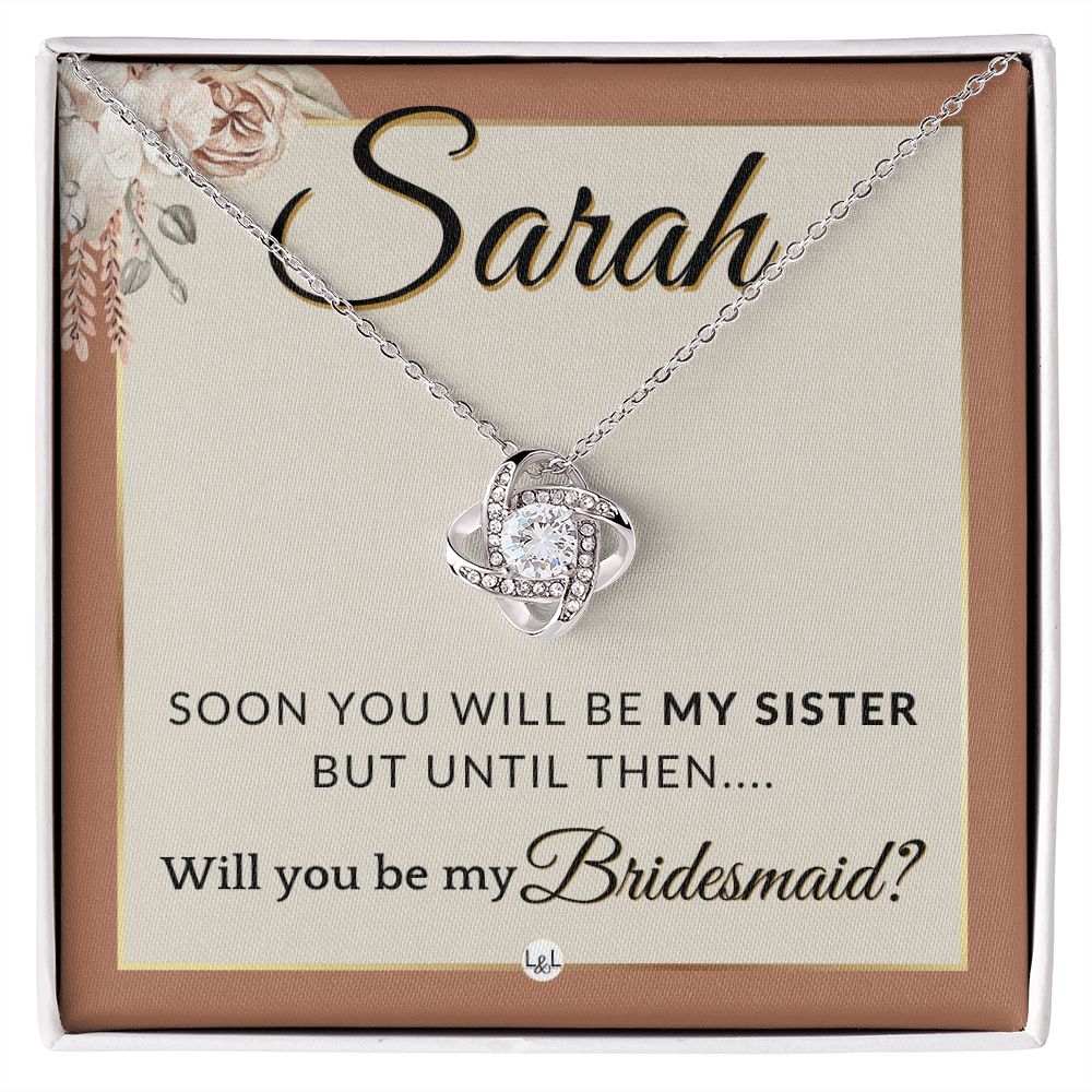 Bridesmaid Proposal, Custom Name - Will You Be My Bridesmaid, Sister in Law - Wedding Party , Terracotta, Rust And Gold Wedding Theme - Jewelry - Personalized Gift