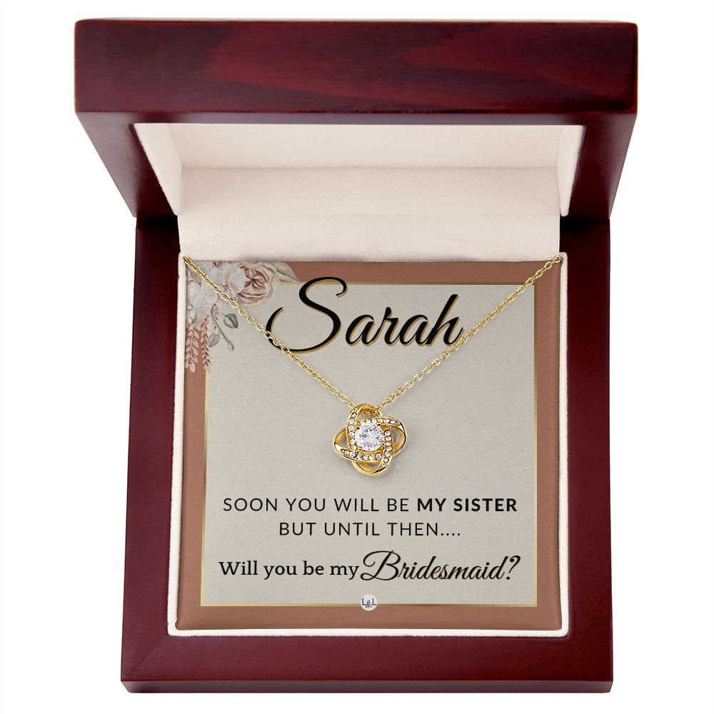 Bridesmaid Proposal, Custom Name - Will You Be My Bridesmaid, Sister in Law - Wedding Party , Terracotta, Rust And Gold Wedding Theme - Jewelry - Personalized Gift