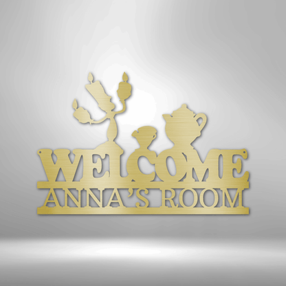 Candlestick & Teacup | Personalized Metal Sign - Metal Wall Art - Personalized Gift