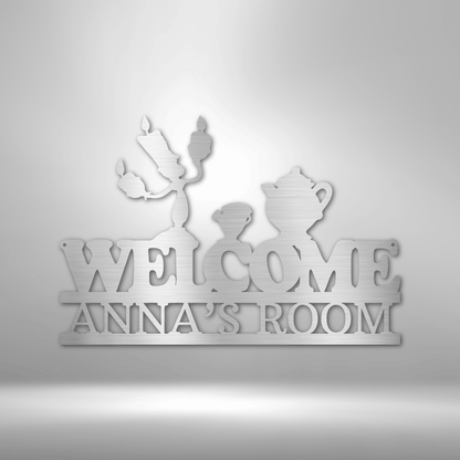 Candlestick & Teacup | Personalized Metal Sign - Metal Wall Art - Personalized Gift