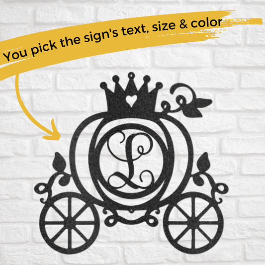 Carriage Initial Princess - Custom Metal Sign - Magical Wall Art - Liliana and Liam