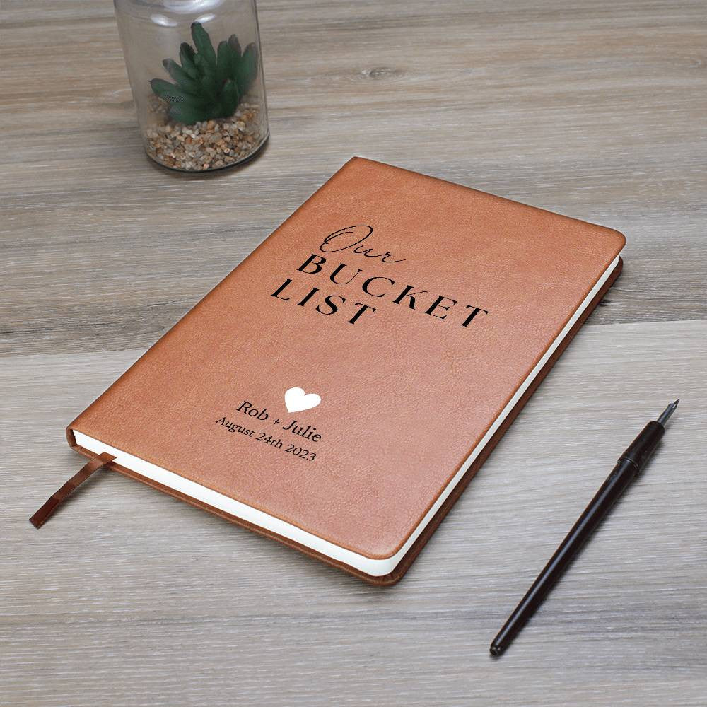 Personalized Leather Journal - Our Bucket List - Custom Leather Notebook For The One You Love - Wedding or Anniversary Gift - Love Letters, Memory Book