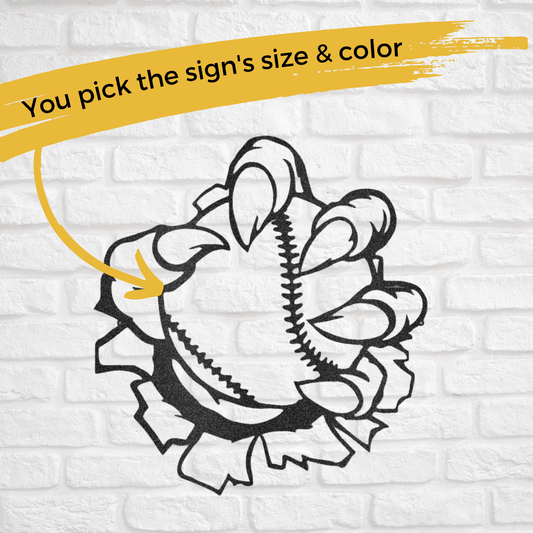 Claw Baseball | Personalized Baseball Metal Sign - Metal Wall Art - Personalized Gift
