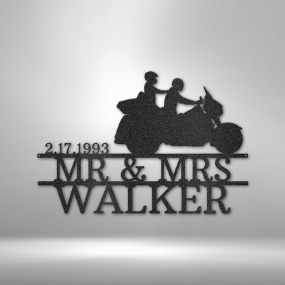 Cruising Couple | Personalized Motorcycle Metal Sign - Metal Wall Art - Personalized Gift