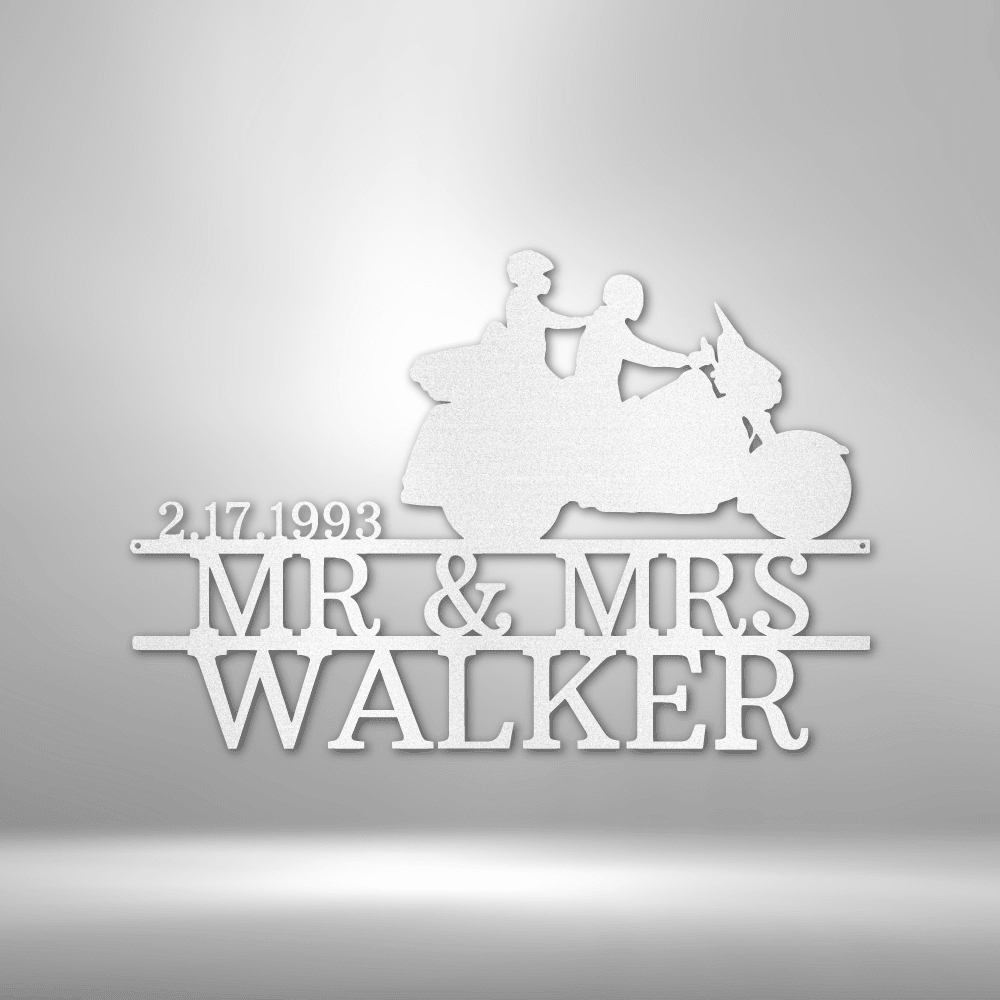 Cruising Couple | Personalized Motorcycle Metal Sign - Metal Wall Art - Personalized Gift