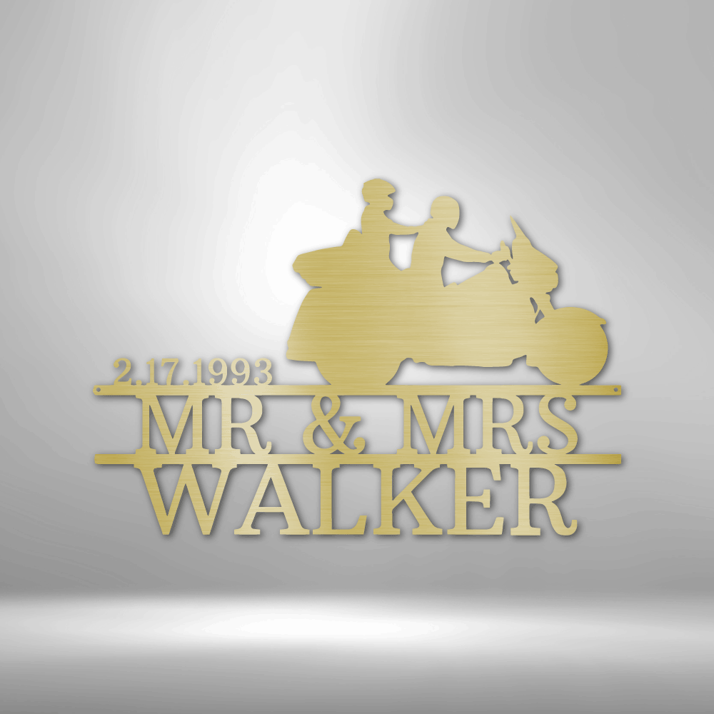 Cruising Couple | Personalized Motorcycle Metal Sign - Metal Wall Art - Personalized Gift