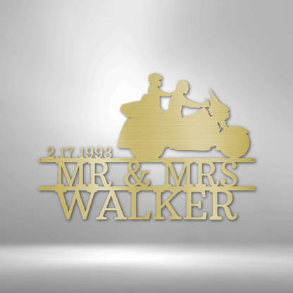 Cruising Couple | Personalized Motorcycle Metal Sign - Metal Wall Art - Personalized Gift