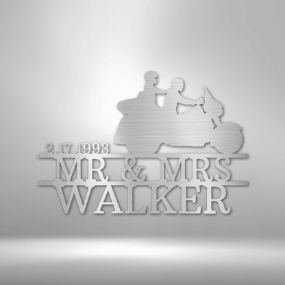 Cruising Couple | Personalized Motorcycle Metal Sign - Metal Wall Art - Personalized Gift