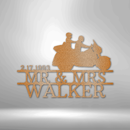 Cruising Couple | Personalized Motorcycle Metal Sign - Metal Wall Art - Personalized Gift
