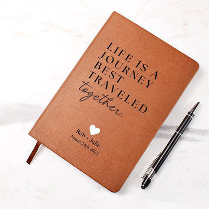 Personalized Leather Journal - Best Traveled Together - Custom