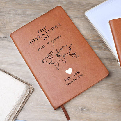 Personalized Leather Journal - Adventures of Me + You - Custom Leather Notebook For The One You Love - Wedding or Anniversary Gift - Love Letters, Memory Book