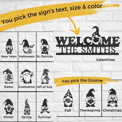 Welcome Gnome Sign - You Choose The Gnome - Fall Gnome, Halloween Gnome, Sunflower Gnome, Christmas Gnome