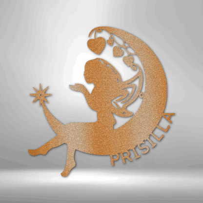 Fairy Moon | Personalized Whimsical Metal Sign - Metal Wall Art - Personalized Gift
