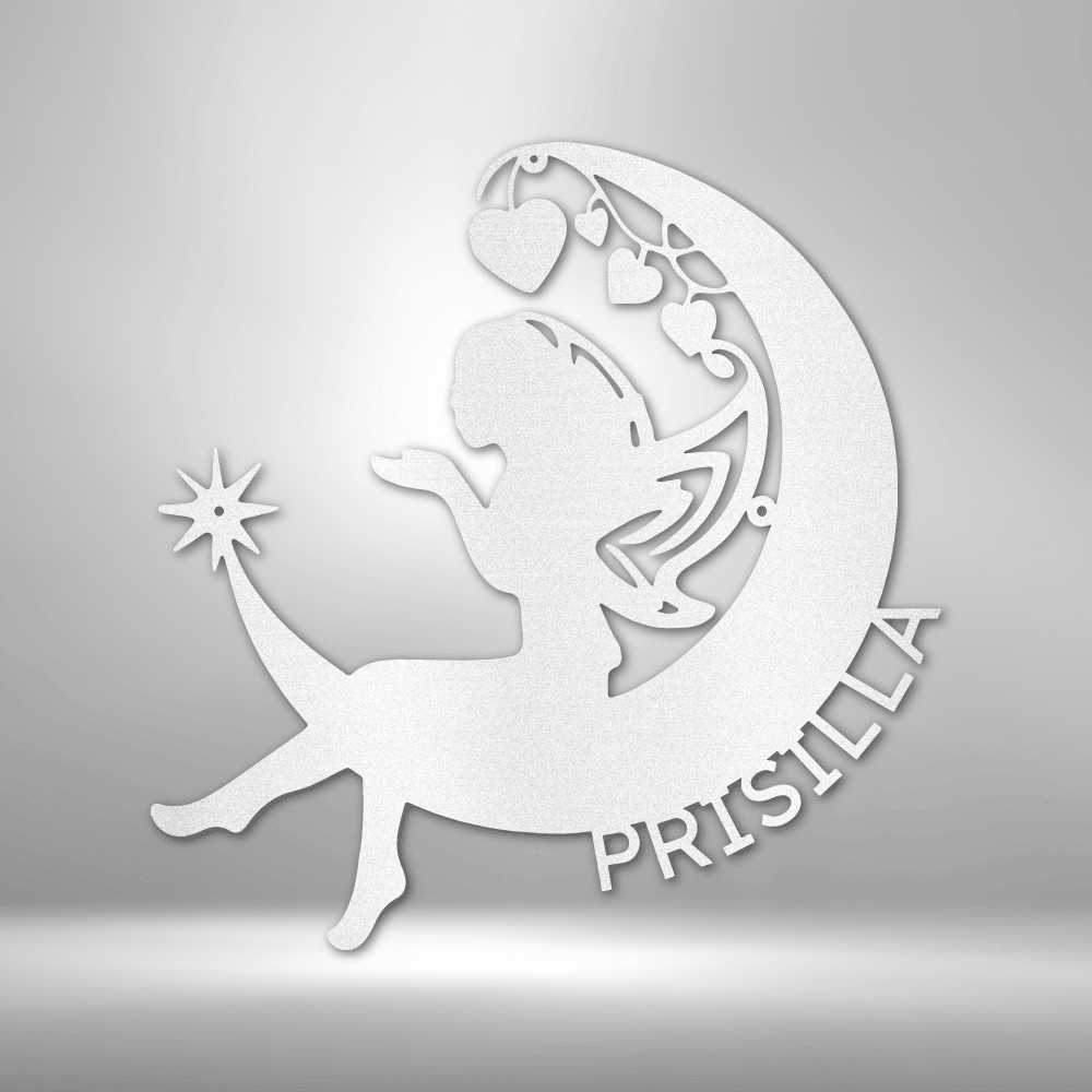 Fairy Moon | Personalized Whimsical Metal Sign - Metal Wall Art - Personalized Gift