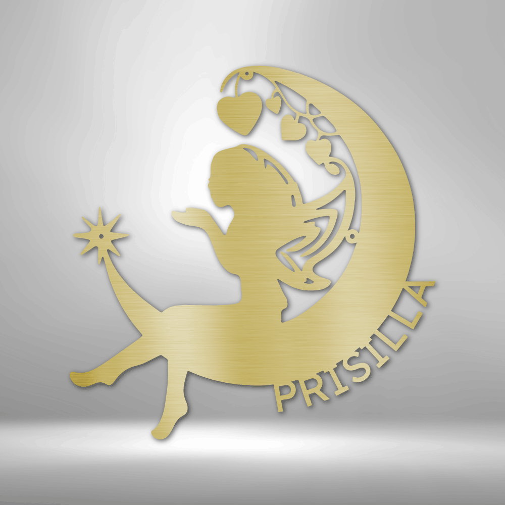 Fairy Moon | Personalized Whimsical Metal Sign - Metal Wall Art - Personalized Gift