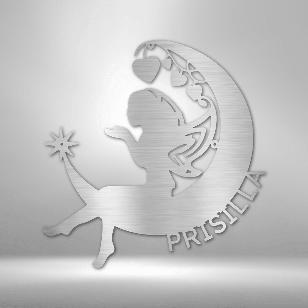 Fairy Moon | Personalized Whimsical Metal Sign - Metal Wall Art - Personalized Gift