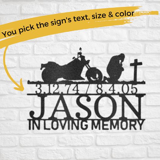 Fallen Biker | Personalized Memorial Metal Sign - Metal Wall Art - Personalized Gift
